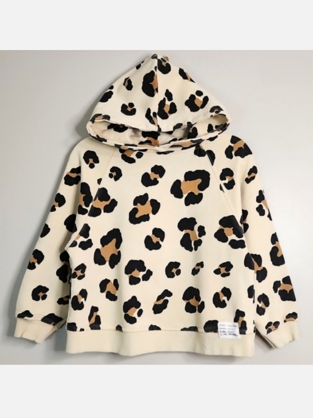 Zara Girls Cream/Brown Leopard Print Hooded Sweatshirt, Size 8* ~ VGUC